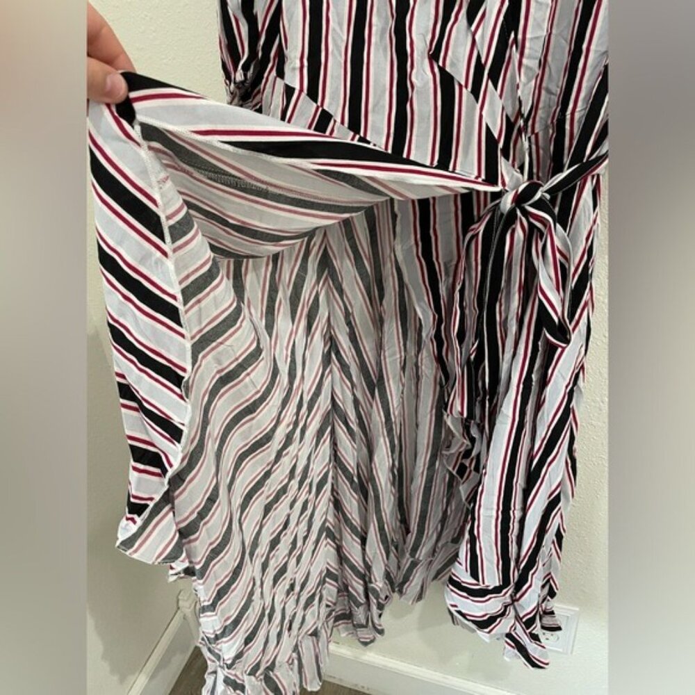 Umgee Ruffle Boho Mod Wrap Dress Feminine Puff Sleeve Asymmetrical Shabby Chic - Picture 4 of 8